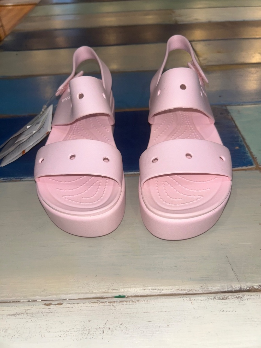 NWT Crocs Brooklyn 4U Pink Milk Platform Sandals Women’s 6 - Picture 4 of 7